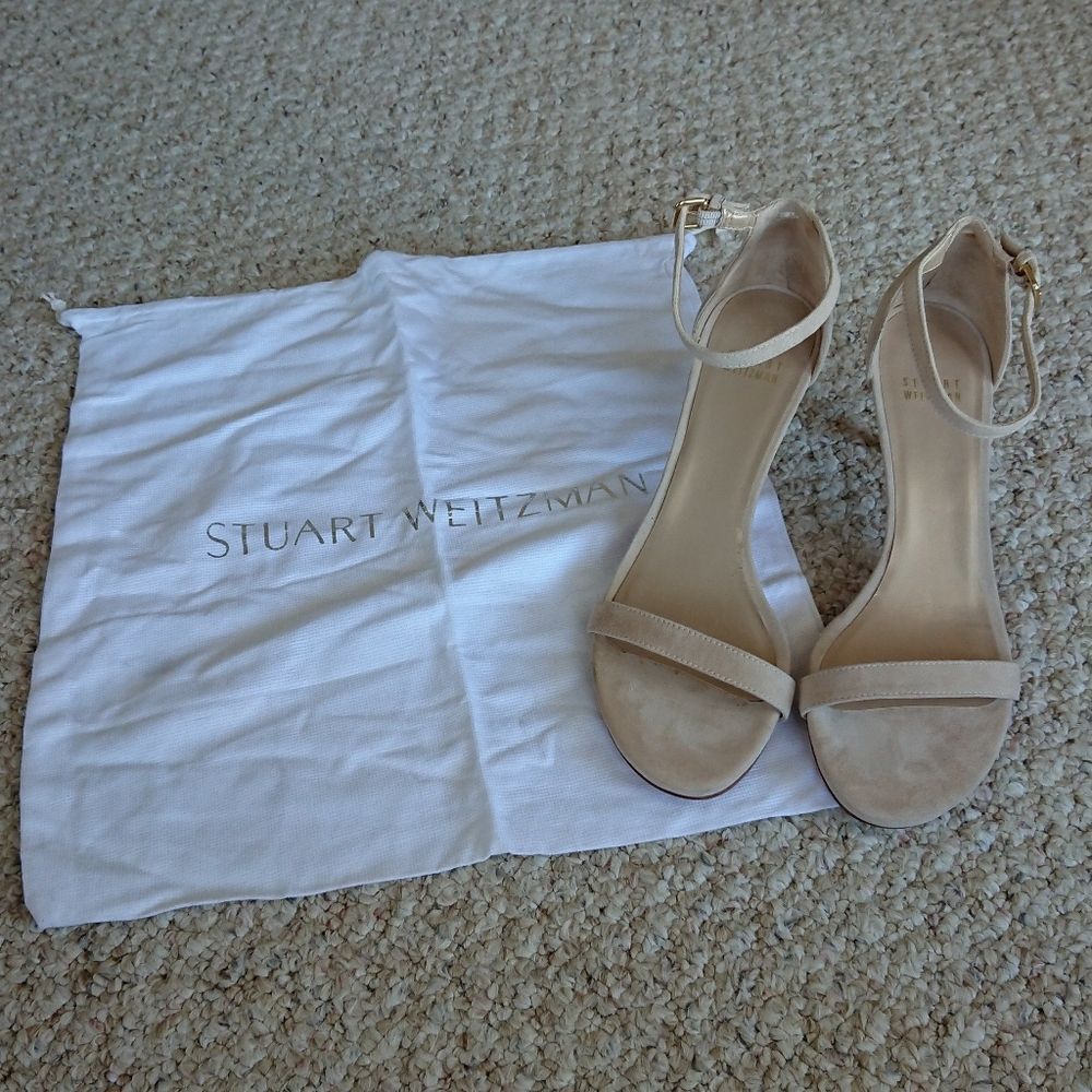 Stuart Weitzman NUDIST II SANDAL 75 in suede leather size 8 N (narrow)